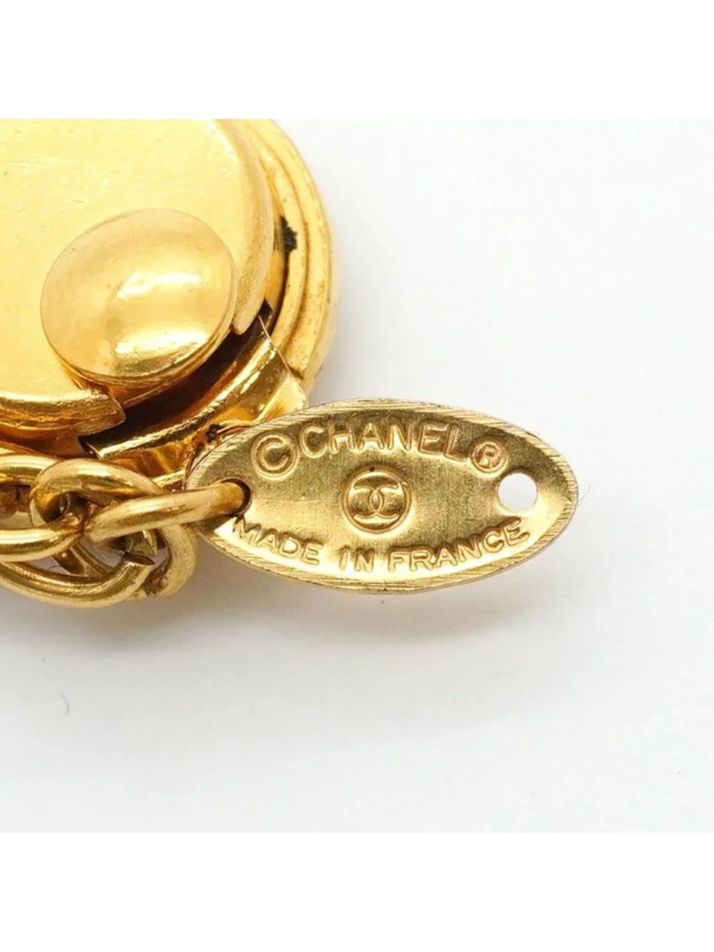 Chanel Necklace Vintage CC Logo Gold Plated Faux Pearl Rhinestone